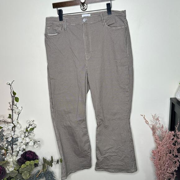FRAME Le Crop Flare Camel Multi Houndstooth Print Tan Sz 34 {V26} - Picture 2 of 5
